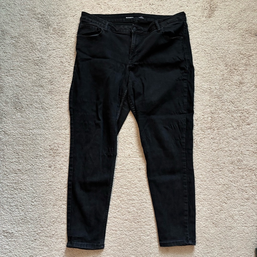 Old Navy Black Rockstar Super Skinny Jeans High-Rise Stretch